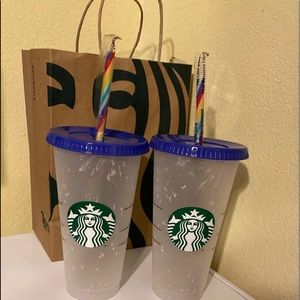 Two confetti color changing cups